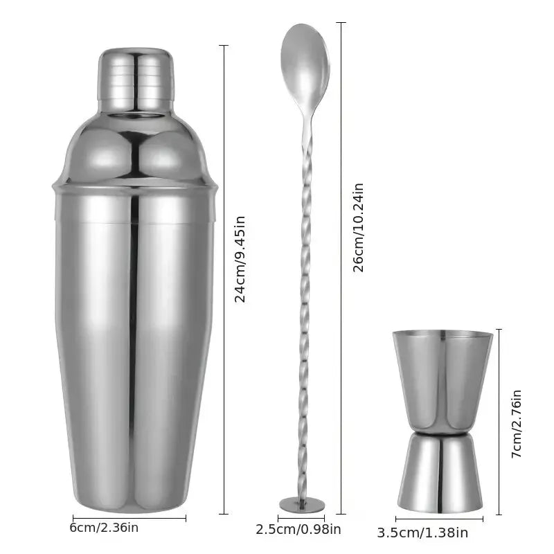 Cocktail Shaker Set, 25.36oz Stainless Steel Bar Tool Kit With 9.45 in shaker