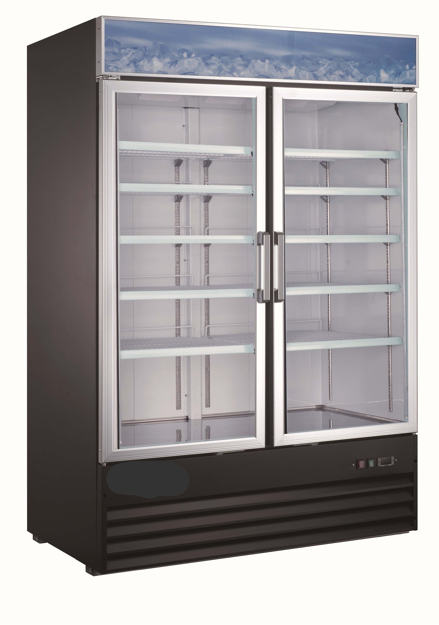 Black Cabinet Two (2) Glass Door Merchandiser Freezer